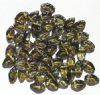 50 12mm Transparent Two Tone Olive Glass Leaf Beads